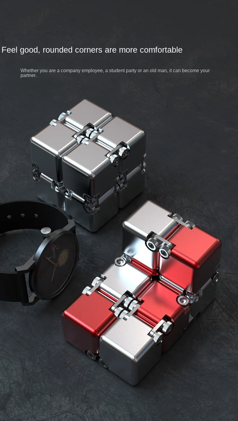 Tiktok Pop Fun Decompression Toys Alloy Infinity Magic Cube Finger Toy Office Flip Cubic Puzzle Stress Relief Cube Block Gift