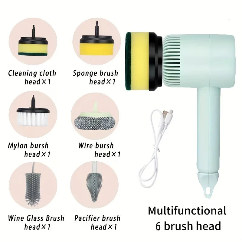 Nettoyeur rotatif électrique à 2/4/6 brosses, brosse de nettoyage rechargeable, sols, tapis, salles de bains, cuisines, laveuse à main sans fil