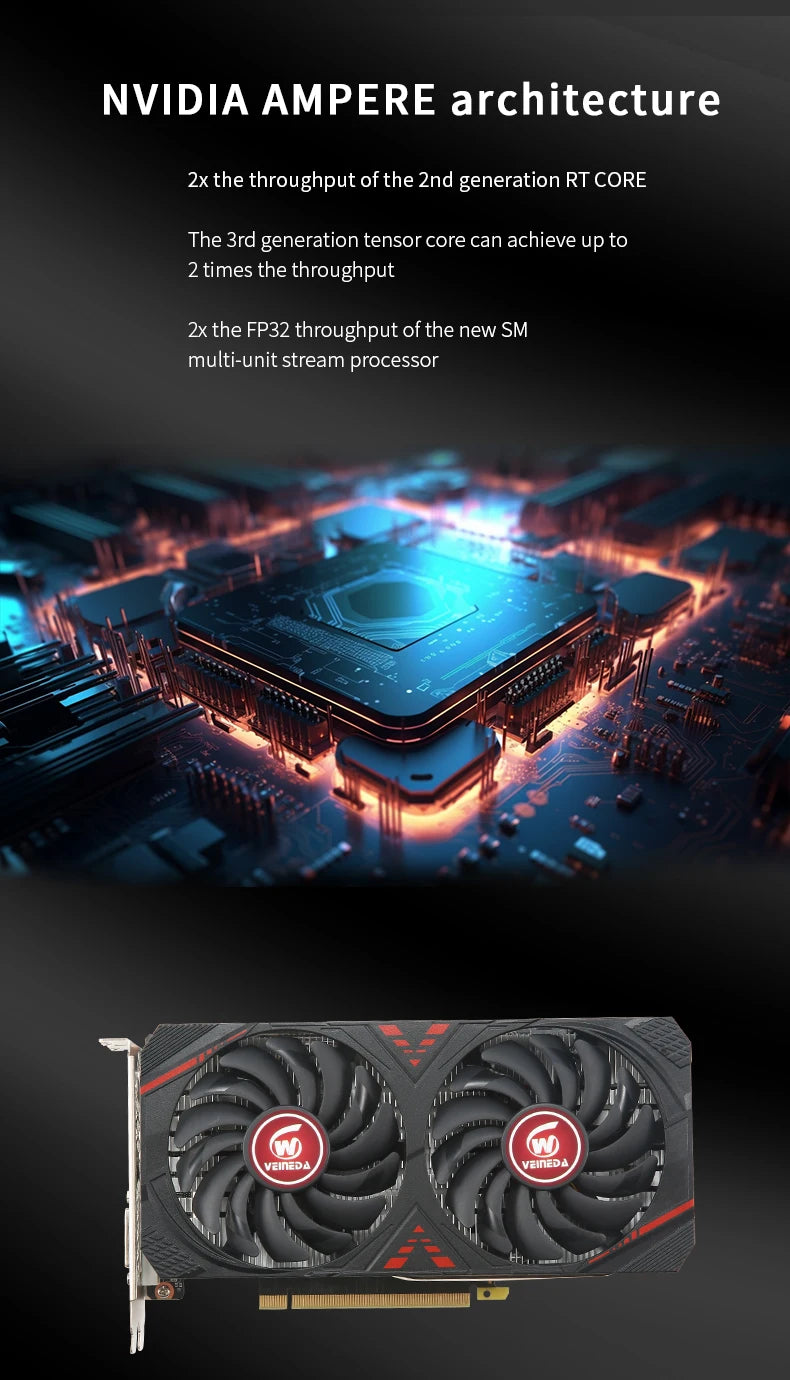 2024 USED RTX3050 8GB GDDR6 128bit Computer Graphics Card RTX 3050 8GB Gaming PC rtx 3070 DP*HDMI -compatible placa de video