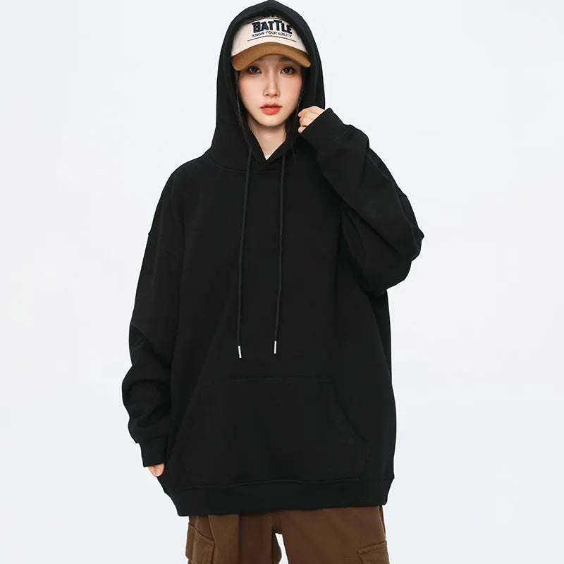 American street style pattern printed hooded sweater men's and women's autumn and winter casual fashion couple's coat