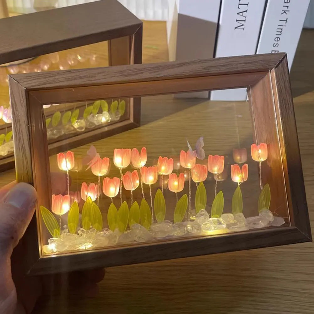 20PCS Tulip Nightlight Handmade DIY Photo Frame Huahai Home Decoration Atmosphere Lamp Valentine's Day Christmas Birthday Gift
