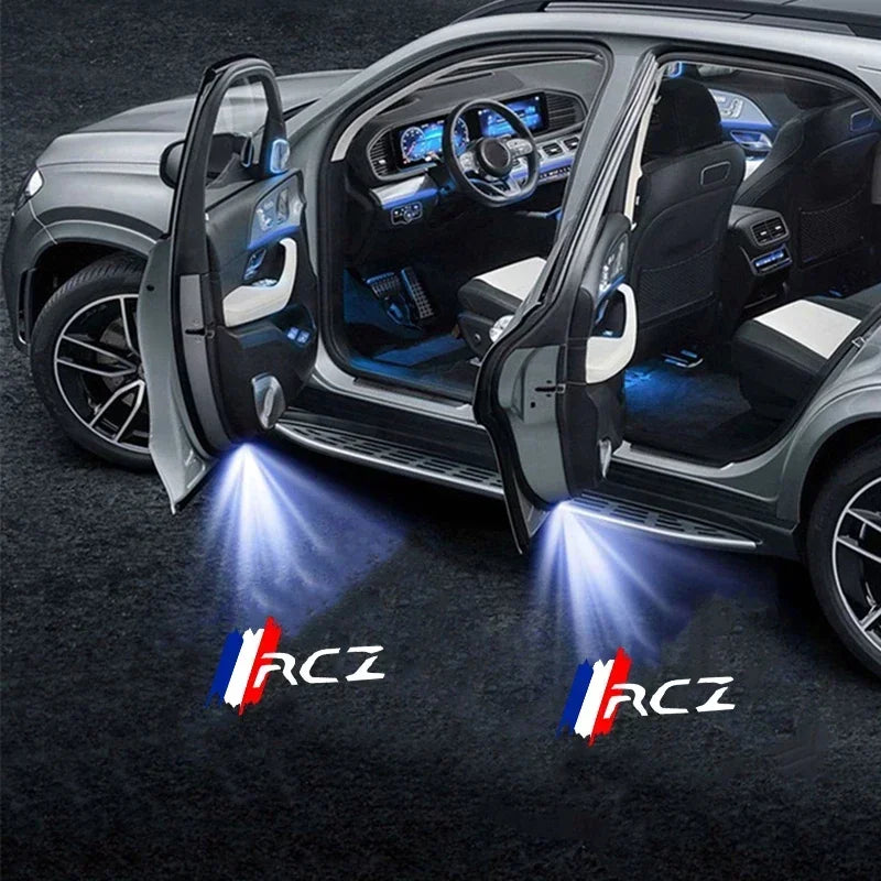 2PCS Car Door Shadow Lights Laser Projector Ghost Atmosphere Logo Lamp for Peugeot RCZ 2011-2014 Auto LED Welcome Accessories