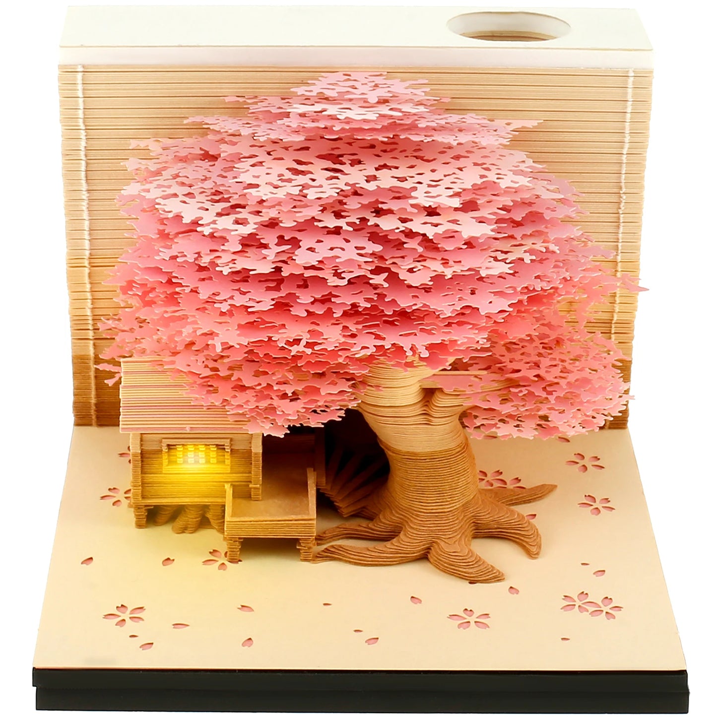 3D Memo Pad Paper Carving Notes 2024 Calendar Memo Pad with LED Light Tear-Away Paper Memo Pad Note Cards Birthday Gift Kids