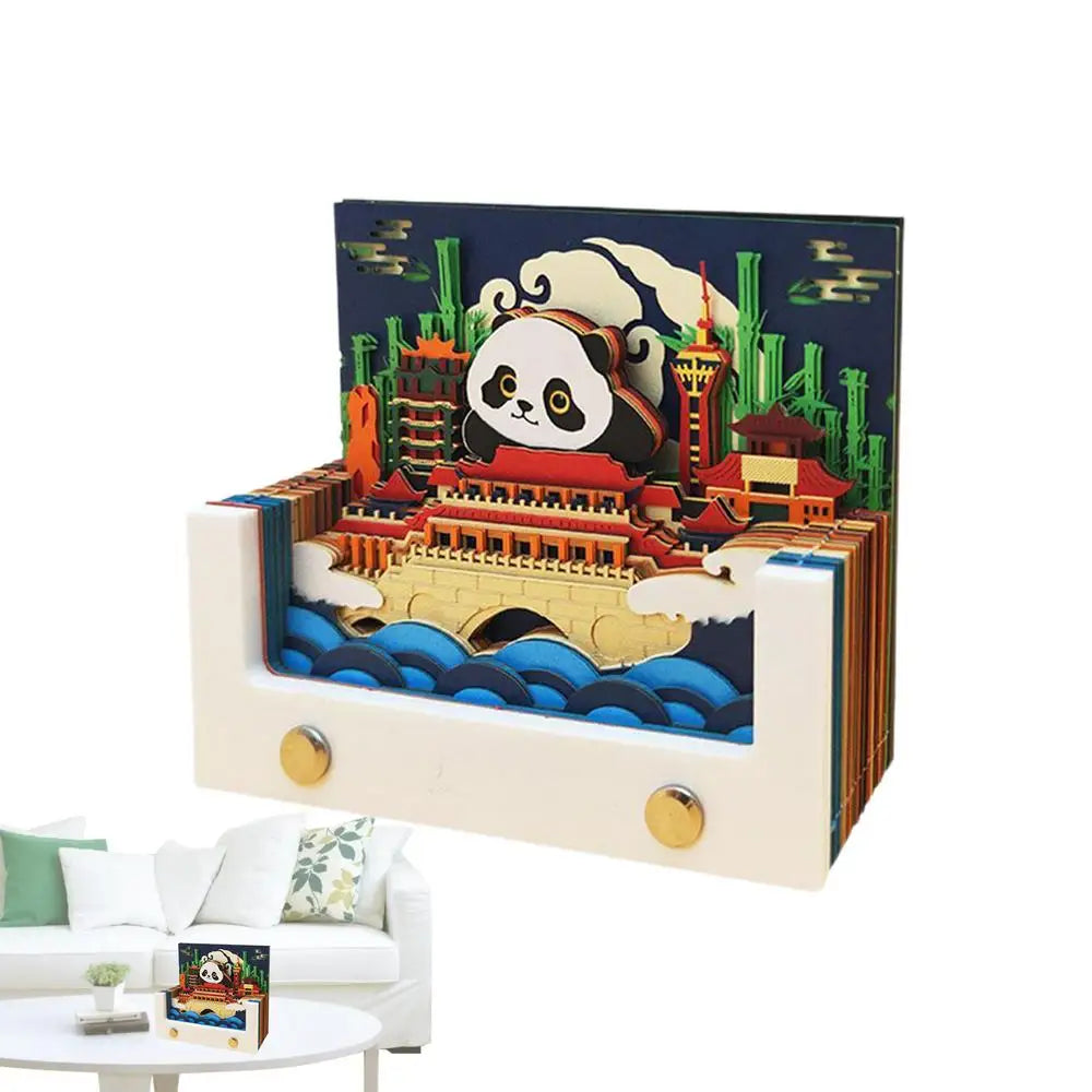3D Art Calendar Cityscape 3D Calendar Writable Memo Pad Paper Carving Gifts For Living Room Study Room Bedroom Classroom