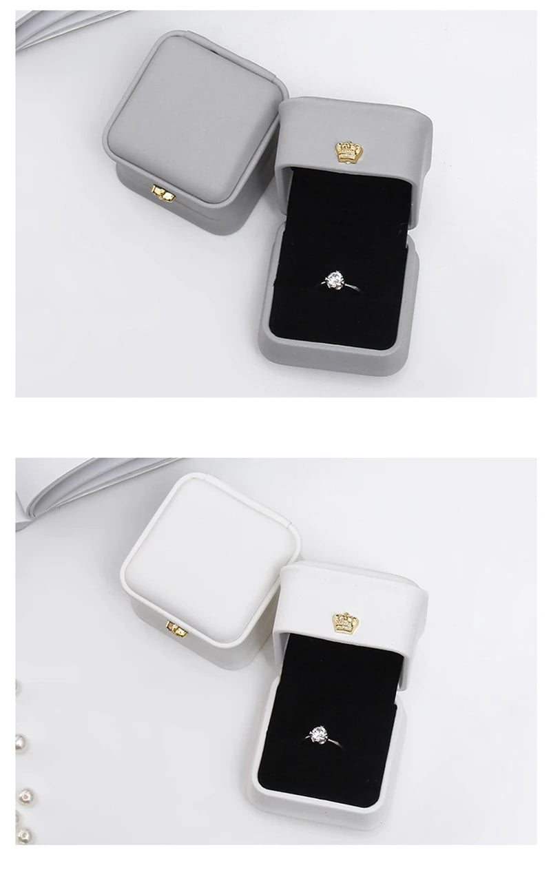 Organizador de regalo con hebilla en forma de corona, 10 unidades, pequeño, portátil, cuadrado, caja de almacenamiento, tela de PU, para joyas, pulseras y collares, venta al por mayor