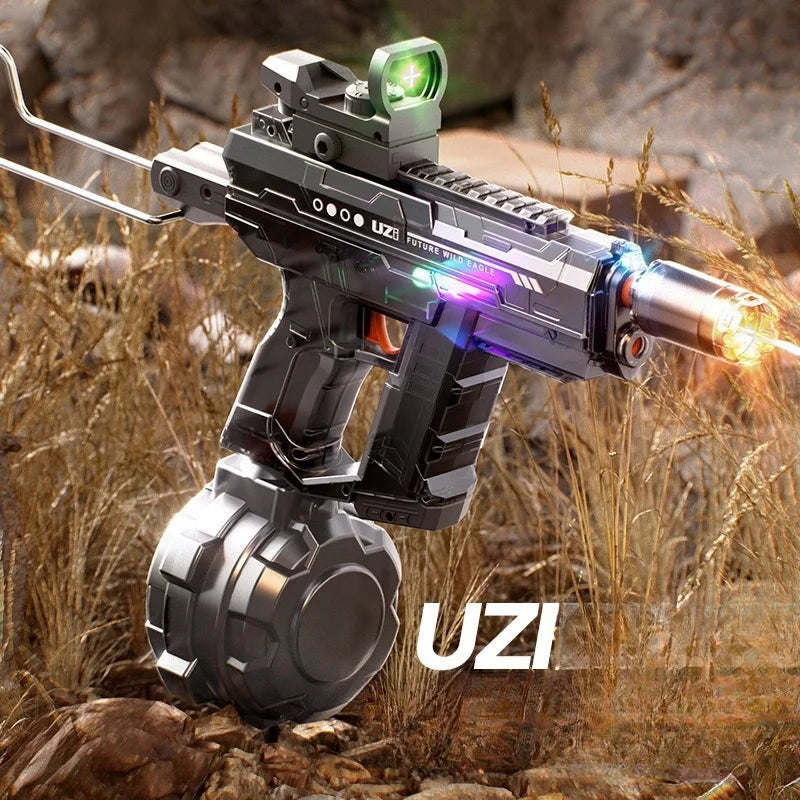 2024 Hot Sale Electric continuous firing UZI water gun pulse linkage chamber flame special effect children's water play toy