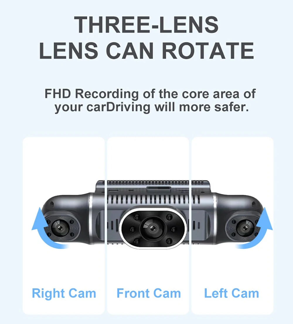Grabadora de video DVR para automóvil de 4 lentes 1080P con control por aplicación WIFI, cámara de tablero de 360 grados, visión nocturna, cámara de visión trasera delantera izquierda y derecha para automóvil