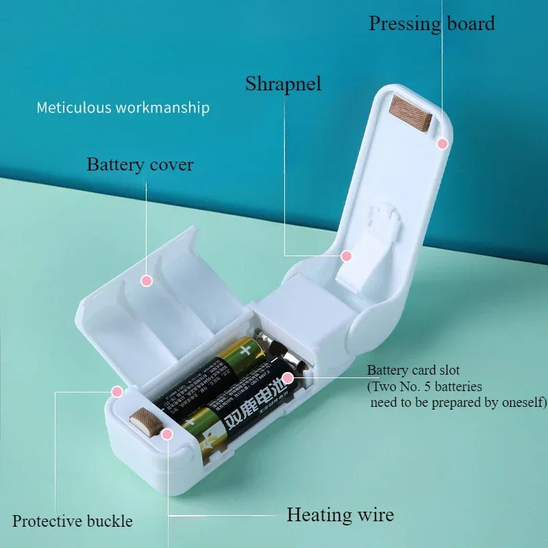 1 mini máquina selladora de bocadillos, selladora de paquetes de bolsas, máquina selladora de bolsas de plástico térmico para alimentos, accesorios de cocina portátiles