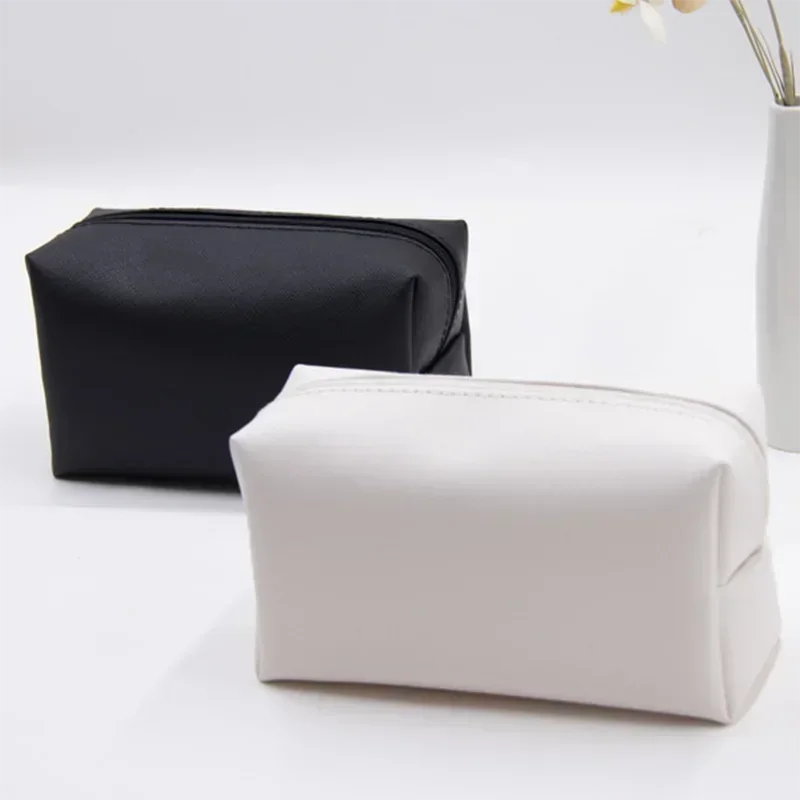 Women Cosmetic Bag Waterproof PU Leather Solid Color Makeup Pouch Travel Portable Wash Toiletry Storage Bag Organizer Purse 2025