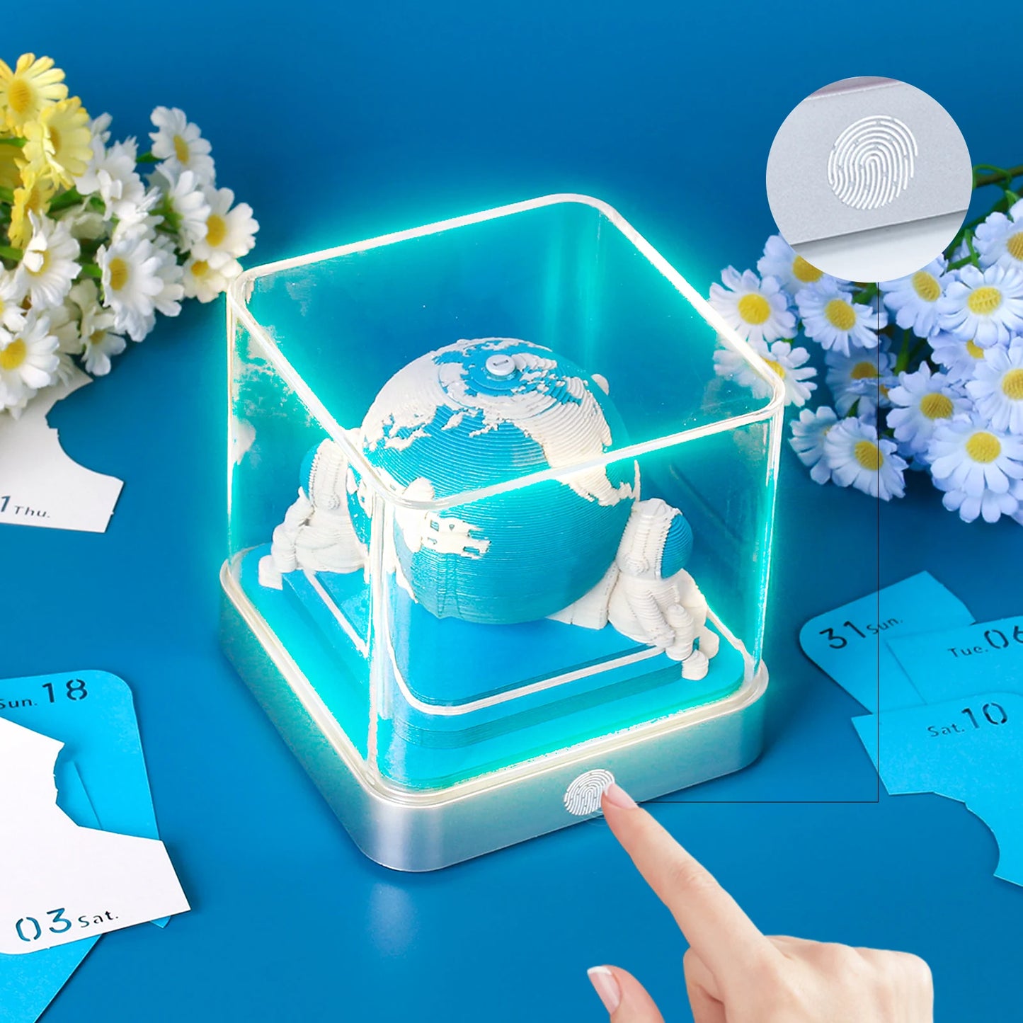 Omoshiroi Block 3D Notepad Earth Calendar 2024 Memo Pad Kawaii 3D Calendar Paper Notes Block Desktop Decoration New Years Gift