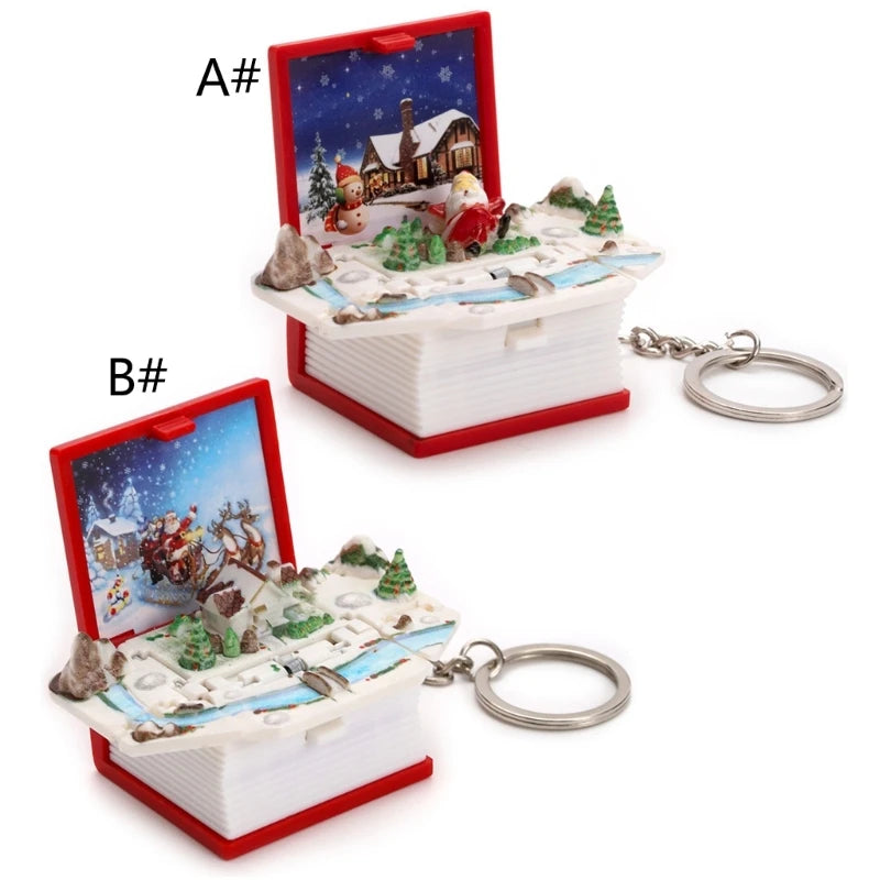 3D Mini Football Basketball Fold Book Keychain Toys Anxiety Stress Relief Toys Sensory Toys Birthday Gift Backpack Keychain