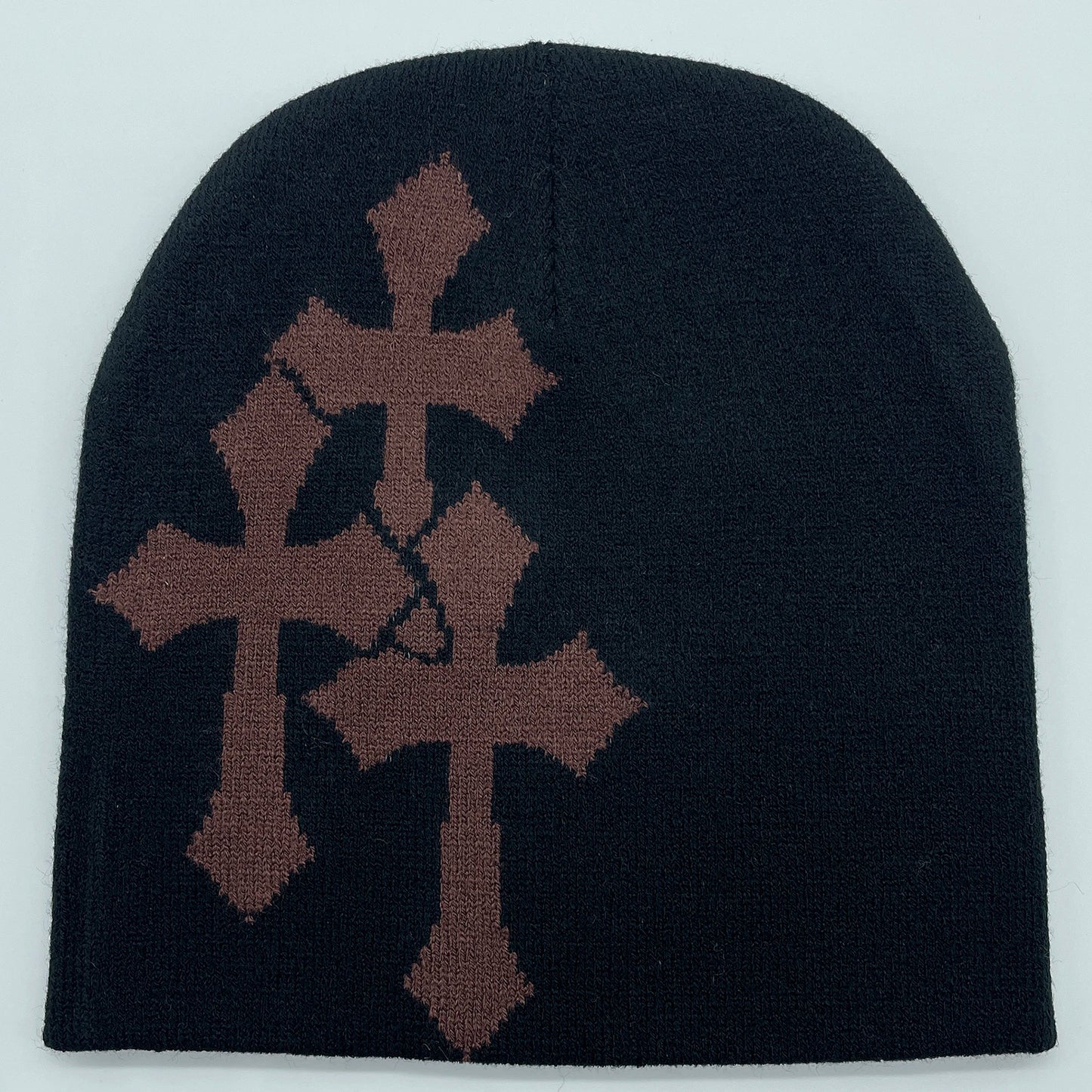 Gorro de punto con jacquard y crucifijo Y2K, gorro de hip hop popular en Europa y Estados Unidos, gorro de moda de tendencia callejera para adultos