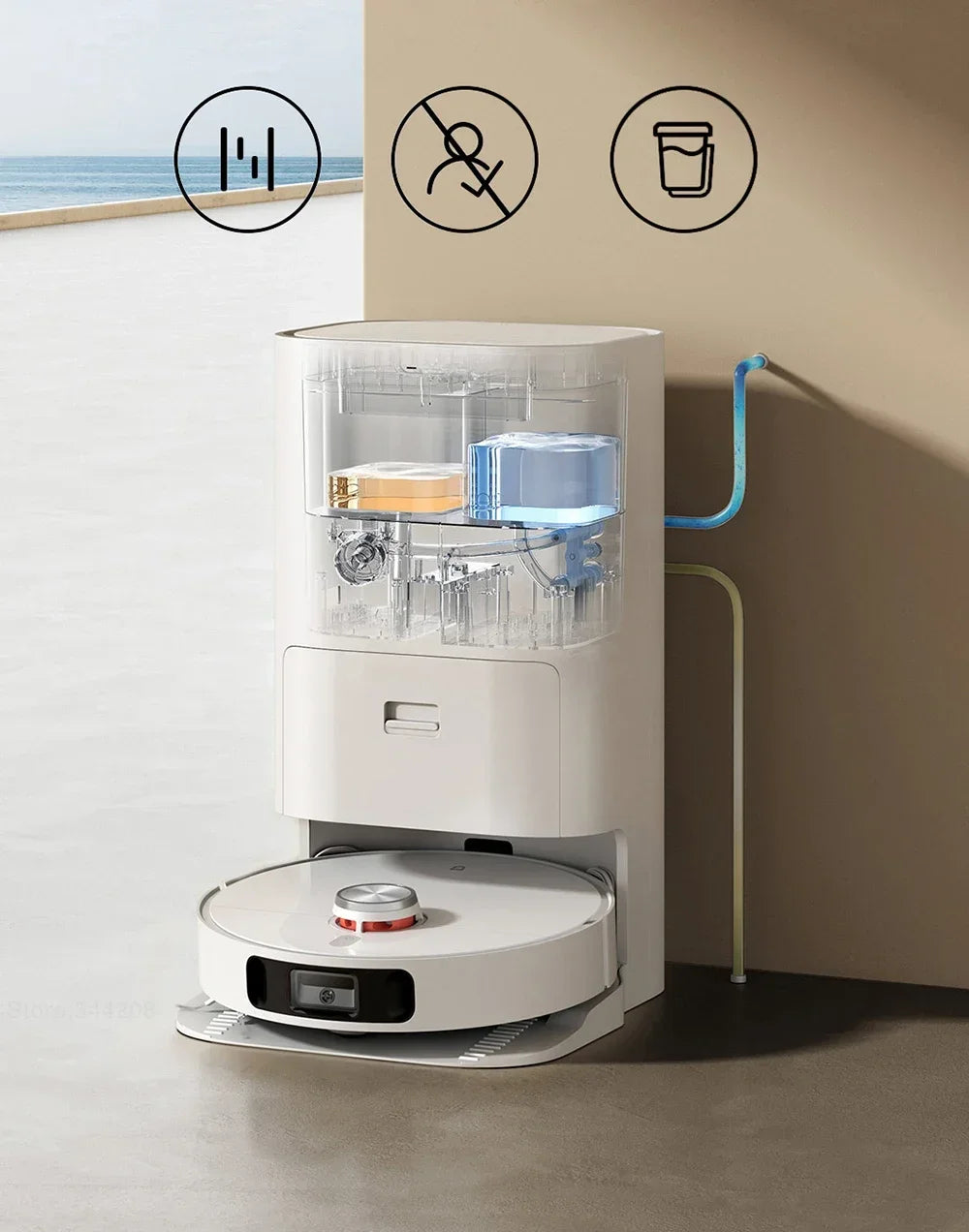 Aspiradoras robot XIAOMI MIJIA Omni 1S B116 Mop Base inteligente Máquina de eliminación de suciedad Recolección de polvo Autolimpieza Base vacía
