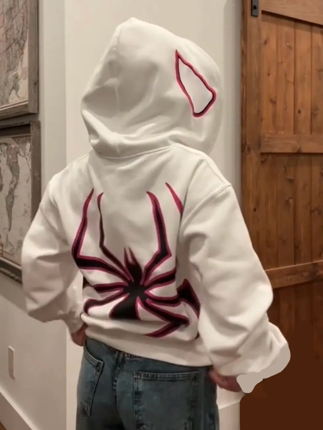 Sudadera con capucha Y2k Emo para mujer, ropa de calle con cremallera estilo punk araña, sudadera con gráfico de gran tamaño, ropa gótica Harajuku Kpop Alt para hombre