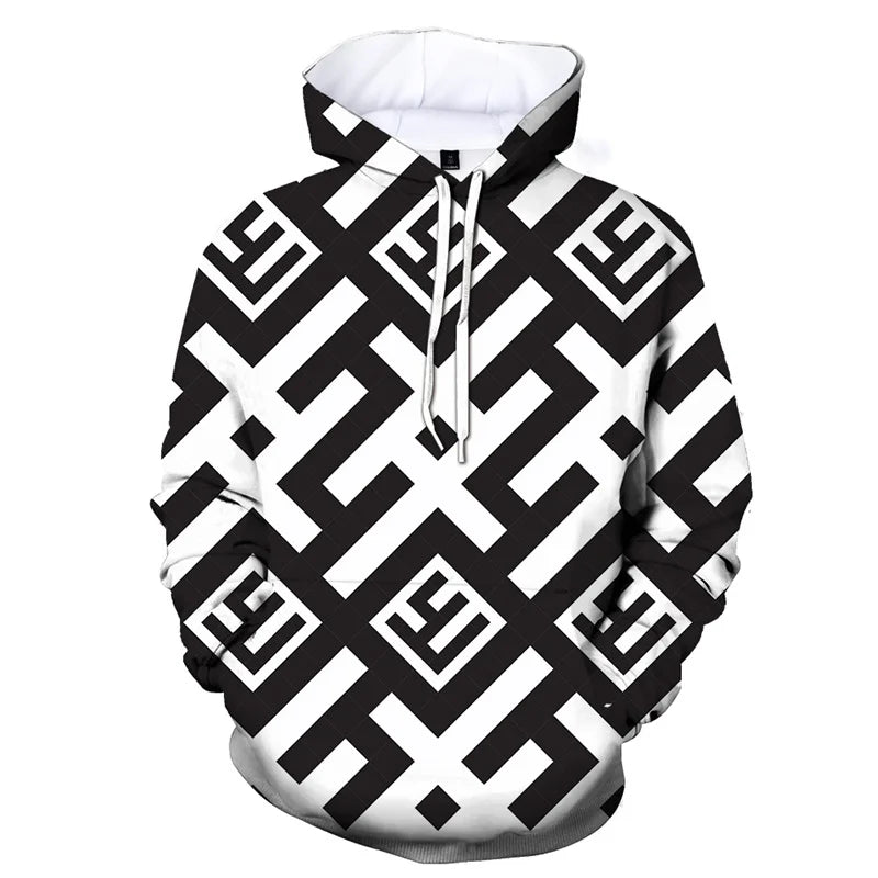 Three-dimensional Geometric 3D Print Hoodies Men Women Oversized Hoodie Pullovers Hooded Sweatshirt Tracksuits Coat Kid Clothing