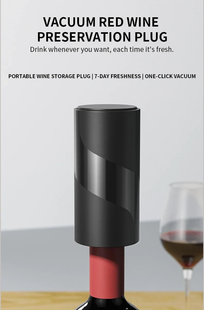 2024 Mini Automatic Wine Cap Electric Vacuum Wine Stopper Sealed Storage Vacuum Memory Wine Stopper Push Style Wine Cork Tools