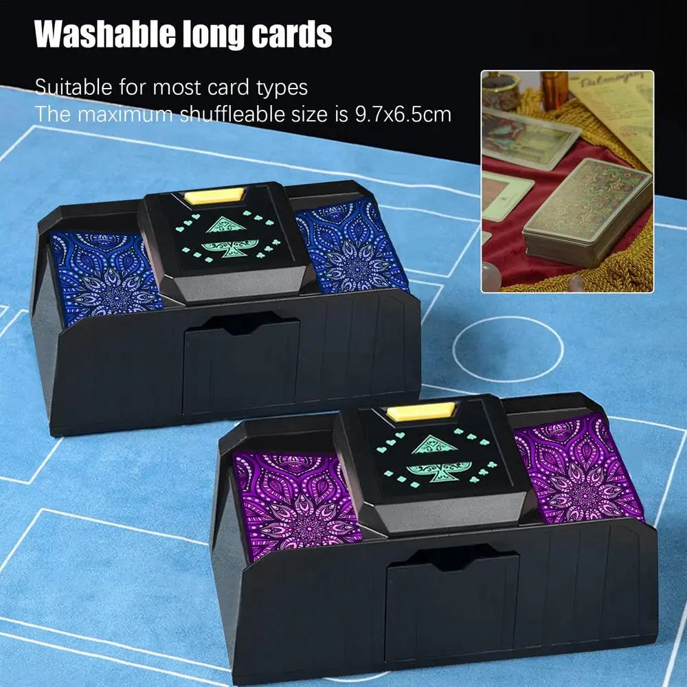 timing Auto Playing Cards Shuffle Electric Poker Shuffler Machine Battery Operated Poker Playing Tool Holds 1-2 Decks of Cards