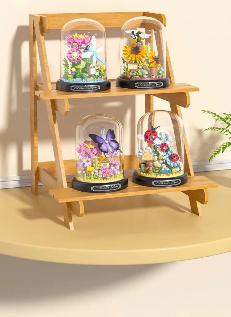 Adults Bouquet Flowers Micro Building Blocks Construction Set for Children Girl 9 to 12 Years Old Animal Insert Mini Bricks Toys