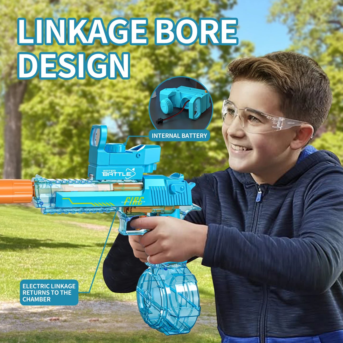 Transparent Sand Eagle Linkage Version Electric Water Gun Large Capacity Continuous Shot Water Fight Water Gun Toys