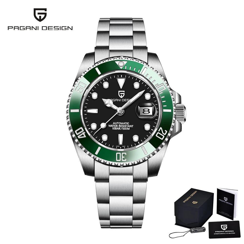 PAGANI DESIGN Men's Mechanical Wristwatches Luxury Brand Mens Watch NH35 100m Waterproof Sapphire Diving Watch reloj hombre