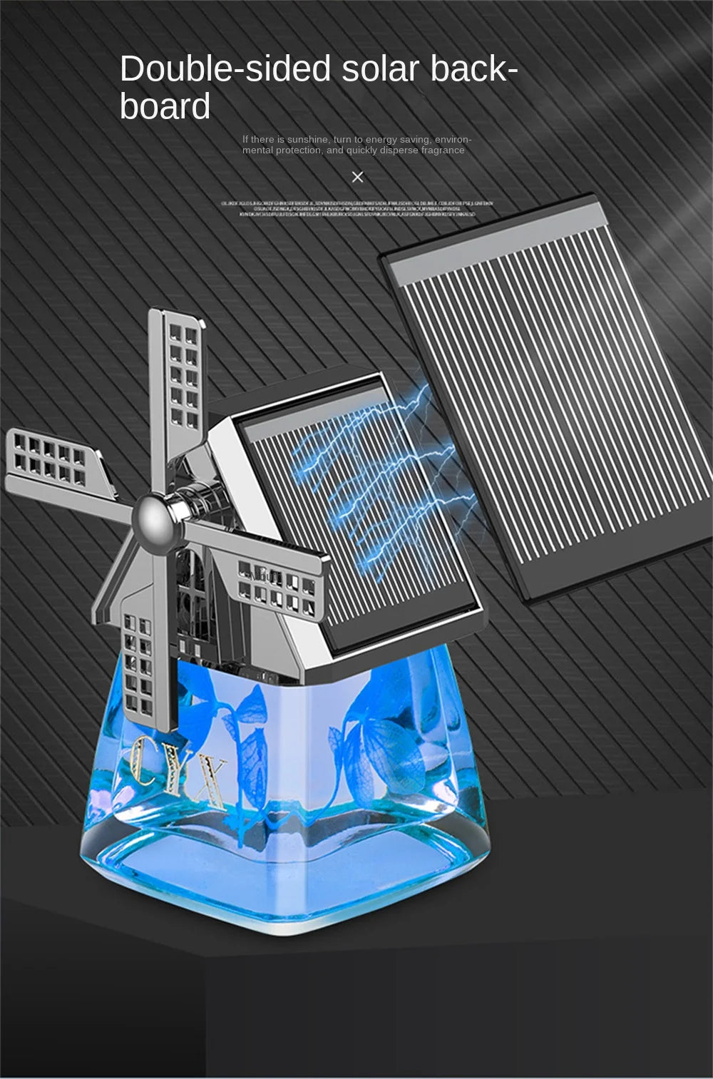 Auto Instrument Panel Air Freshness Solar Energy Deodorization Rotation Windmill Design Light Solid Perfume Car Durable