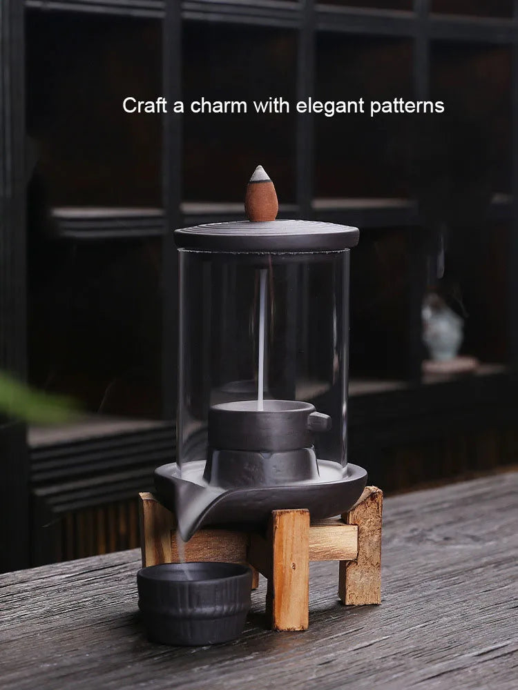 Purple Sand Time Comes Back Flow Incense Burner Decoration - Indoor Aroma Diffuser Stone Grinding Incense Pedestal Crafts