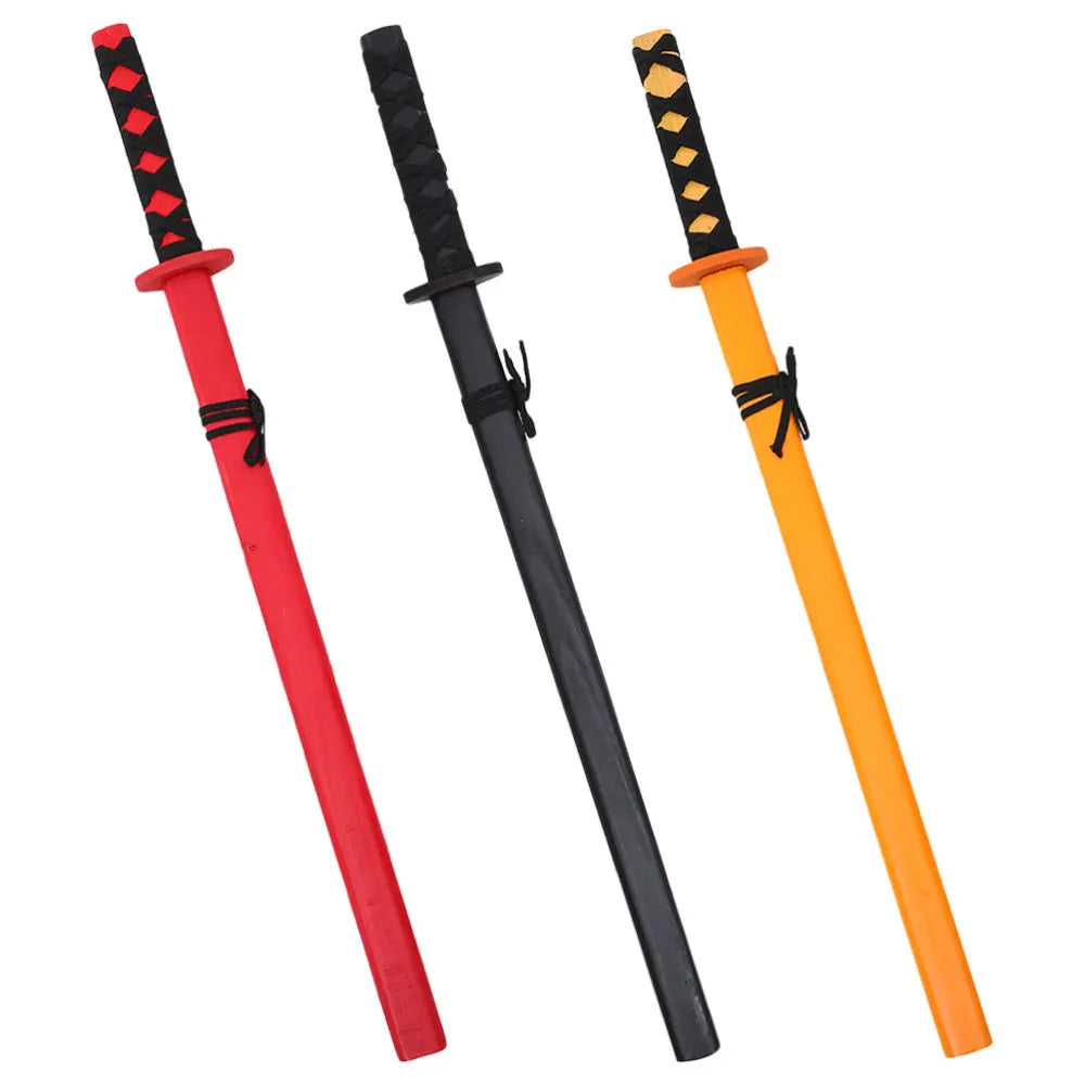 3pcs Toy Halloween Party Cosplay Wooden Katana Wood Cosplay Prop Japanese Kids Toy