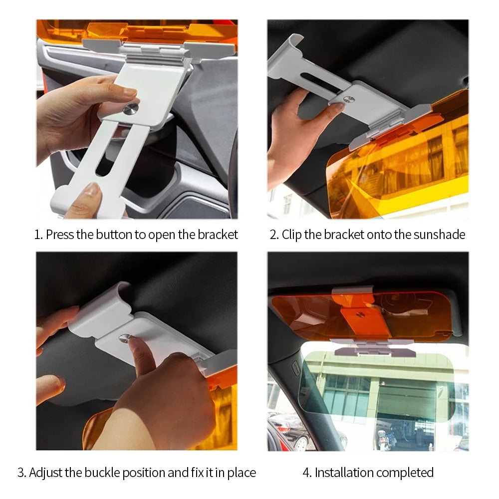 2 in1 Car Sun Visor Fold Flip Down View Interior Mirrors HD Anti Sunlight Dazzling Goggle Day Night Vision Driving Mirror UV