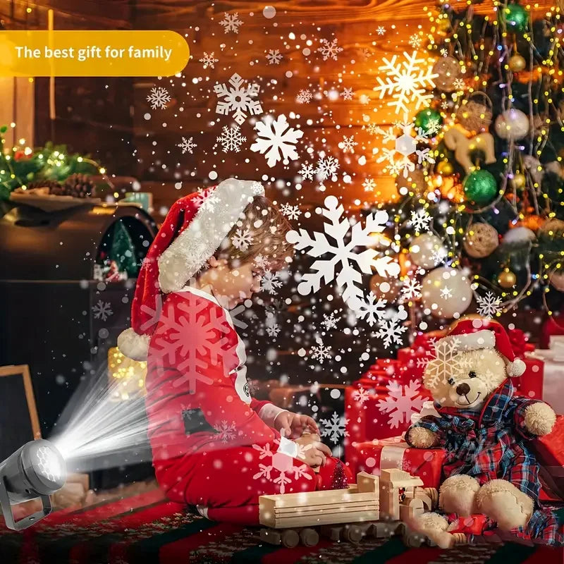 USB Powered Christmas Snowflake Projector Light Rotating Snowfall Projection Lamp for Christmas Halloween & Easter Party Decor