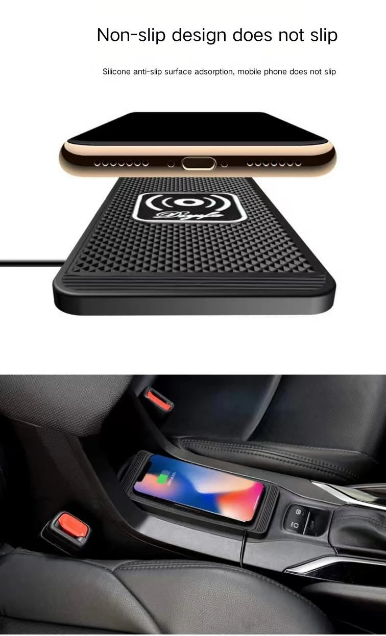 Alfombrilla de silicona antideslizante 2 en 1 de 15 W para salpicadero de coche, soporte de carga rápida, cargador inalámbrico Qi, base de carga para iPhone y Samsung