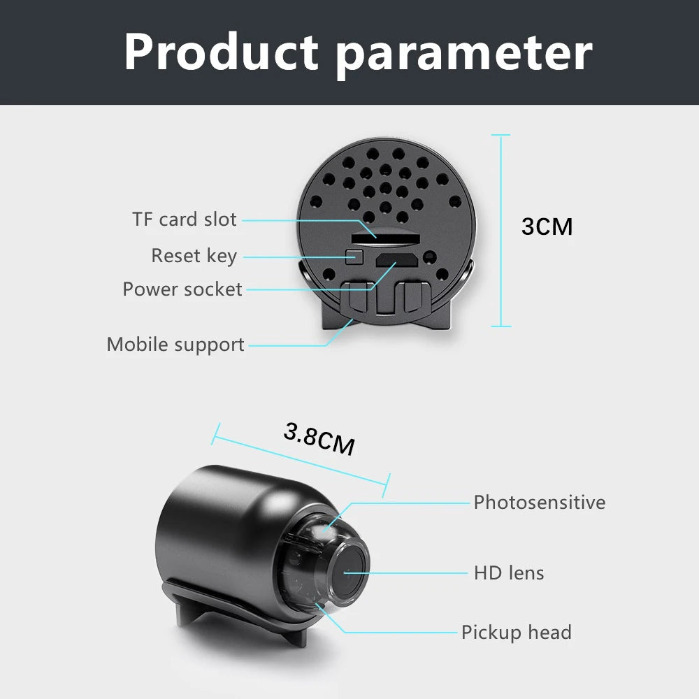 Mini caméra HD 1080P sans fil WiFi Baby Monitor Sécurité intérieure Surveillance Vision nocturne Caméscope Enregistreur audio vidéo