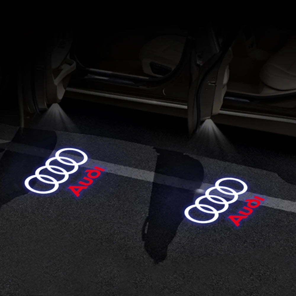 2PCS 3D LED Car Door Welcome Lights Decoration for AUDI SLINE RS S3 S4 S5 S6 QUATTRO A3 Q5 Auto Laser Projector Lamps Accessorie