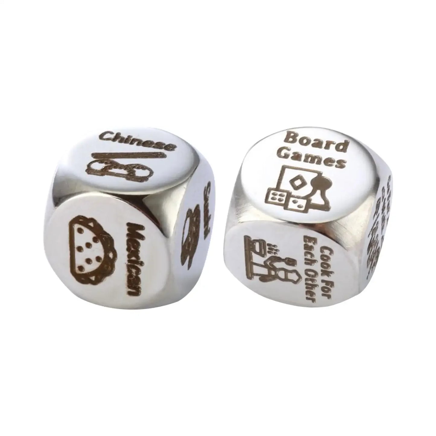 Food Dice Husband Wife Boyfriend Girlfriend Stainless Steel Valentines Gifts Dice for Wedding Birthday Anniversary Honeymoon