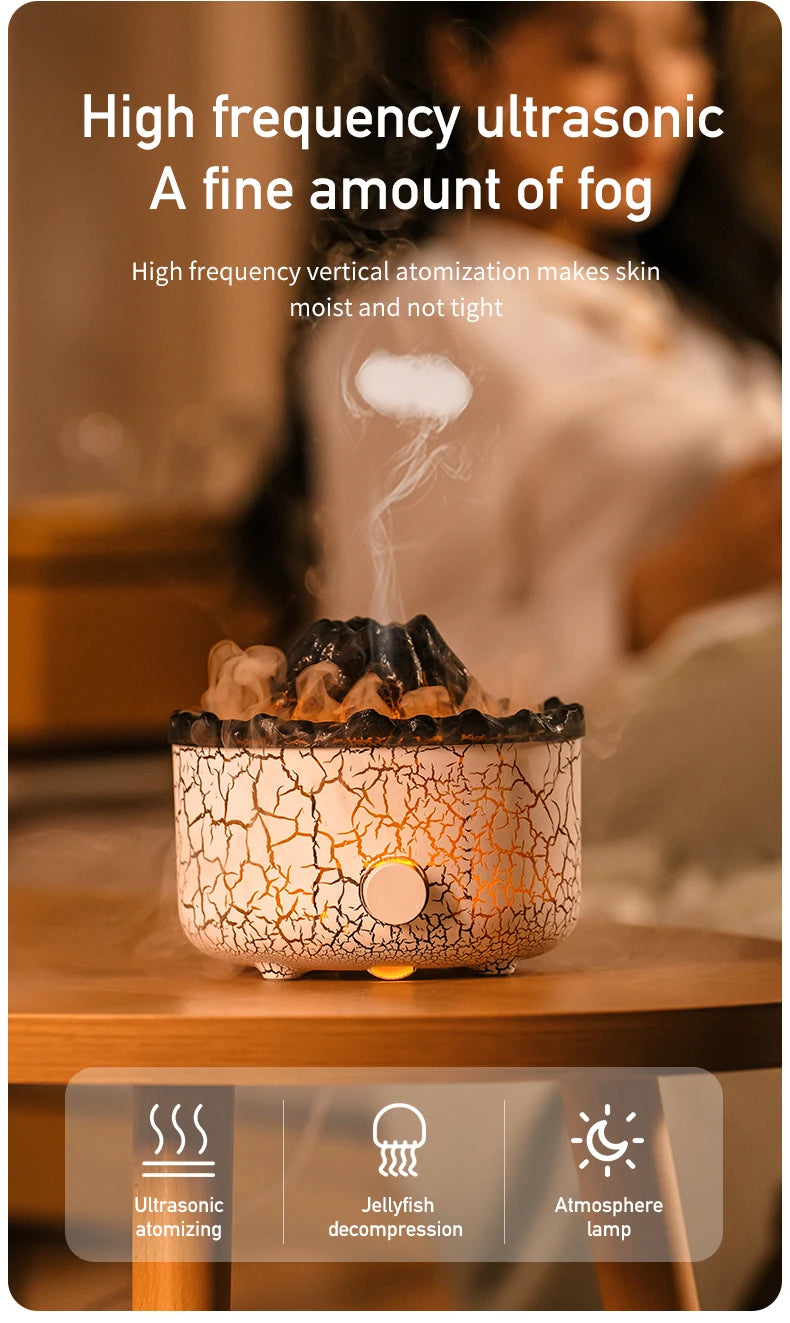 560ml Volcanic Flame Humidifiers Air Aroma Diffuser Essential Oils Humidifier Diffuser For Bedroom Home Purifier Humificador