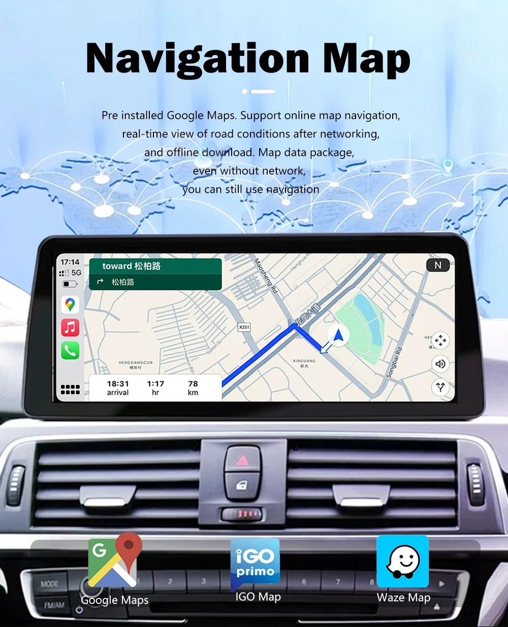 1920*720P Carplay 12,3 pouces Android 14 pour BMW Série 5 F10 F11 2010-2016 CIC NBT Système Auto Radio GPS Navigation Multimédia