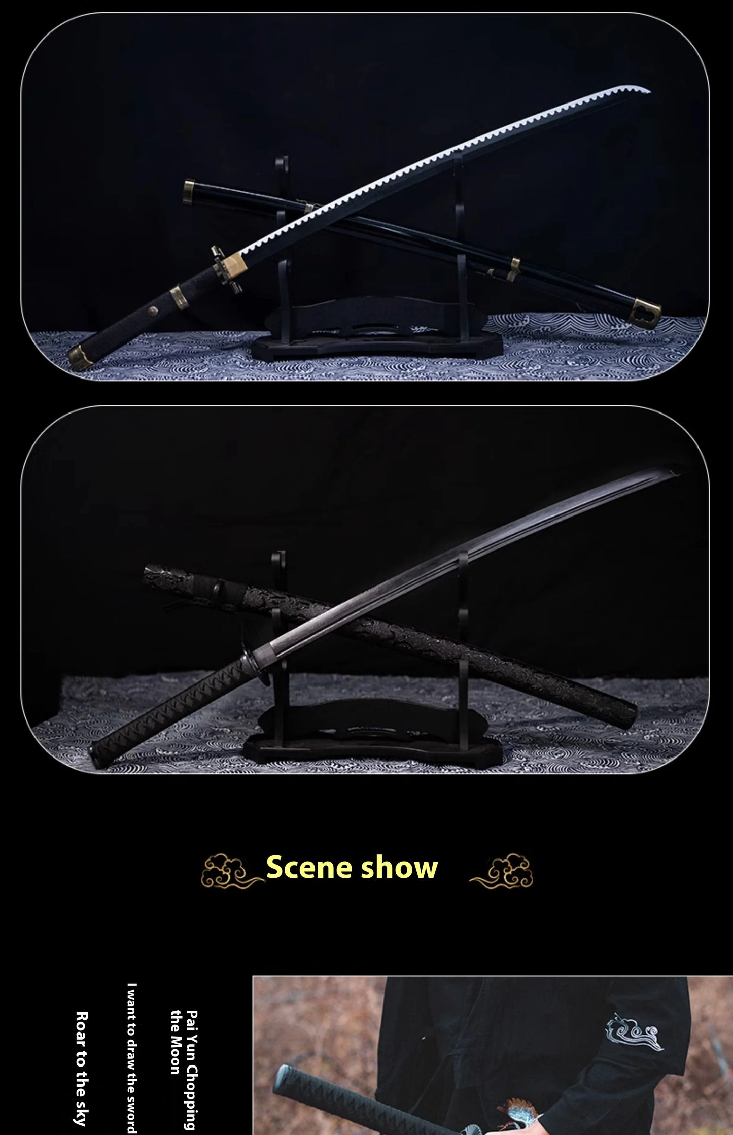 Tai Sword Katana Oriental Draw Sword with Sheath Tang Hengdao Wooden Sword Ancient Style Children's Toy Bamboo Wooden
