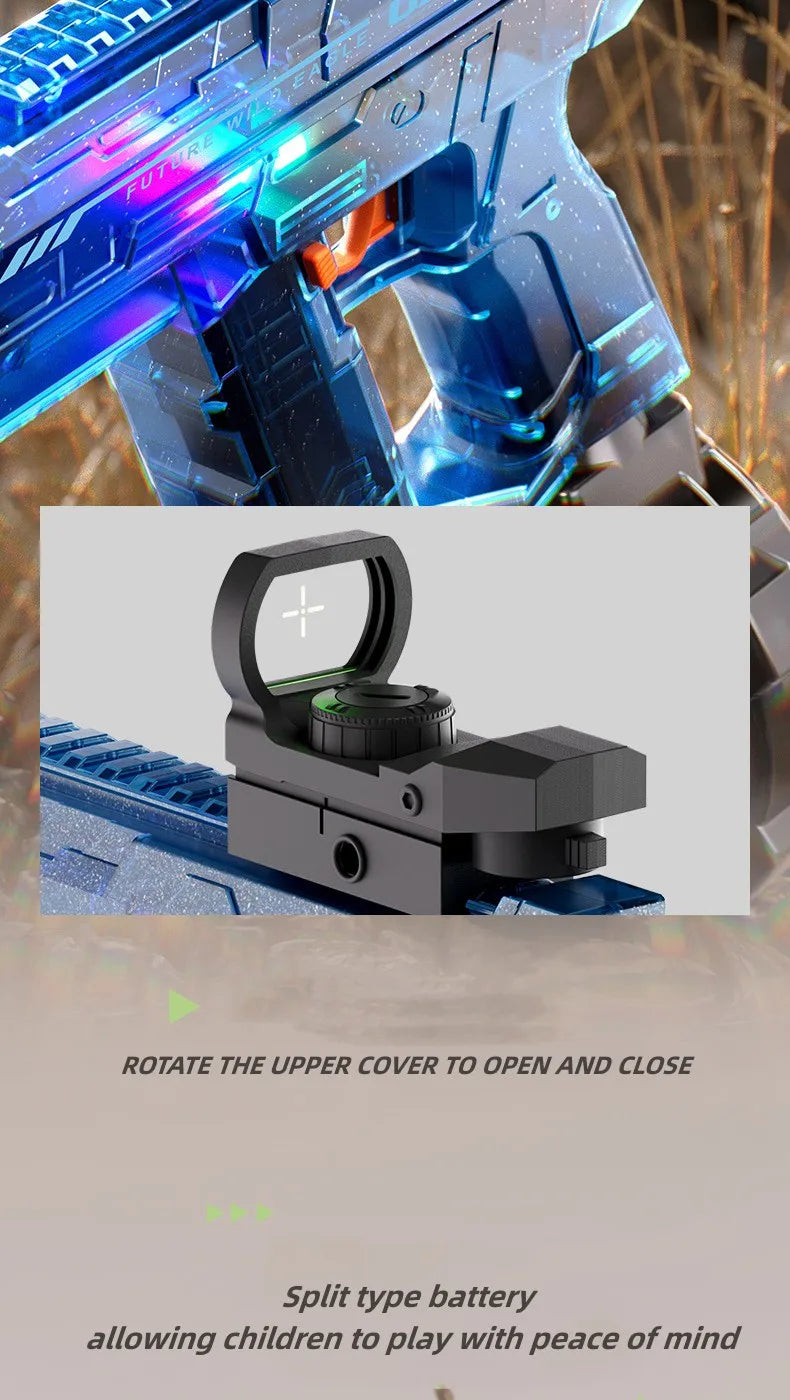 2024 Hot Sale Electric continuous firing UZI water gun pulse linkage chamber flame special effect children's water play toy