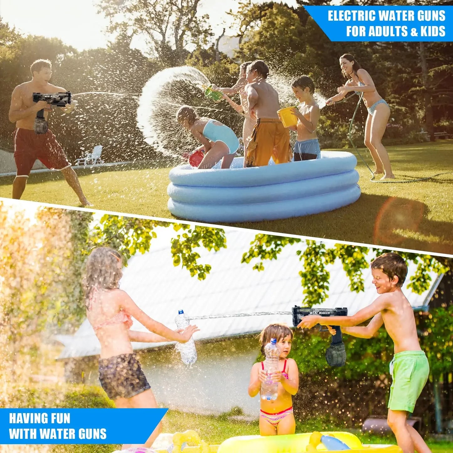 Transparent Glock Full Automatic Squirt Water Gun Spray Blaster Electric Water Pistol Toy Summer Pool Outdoor Toy for Kids Adult