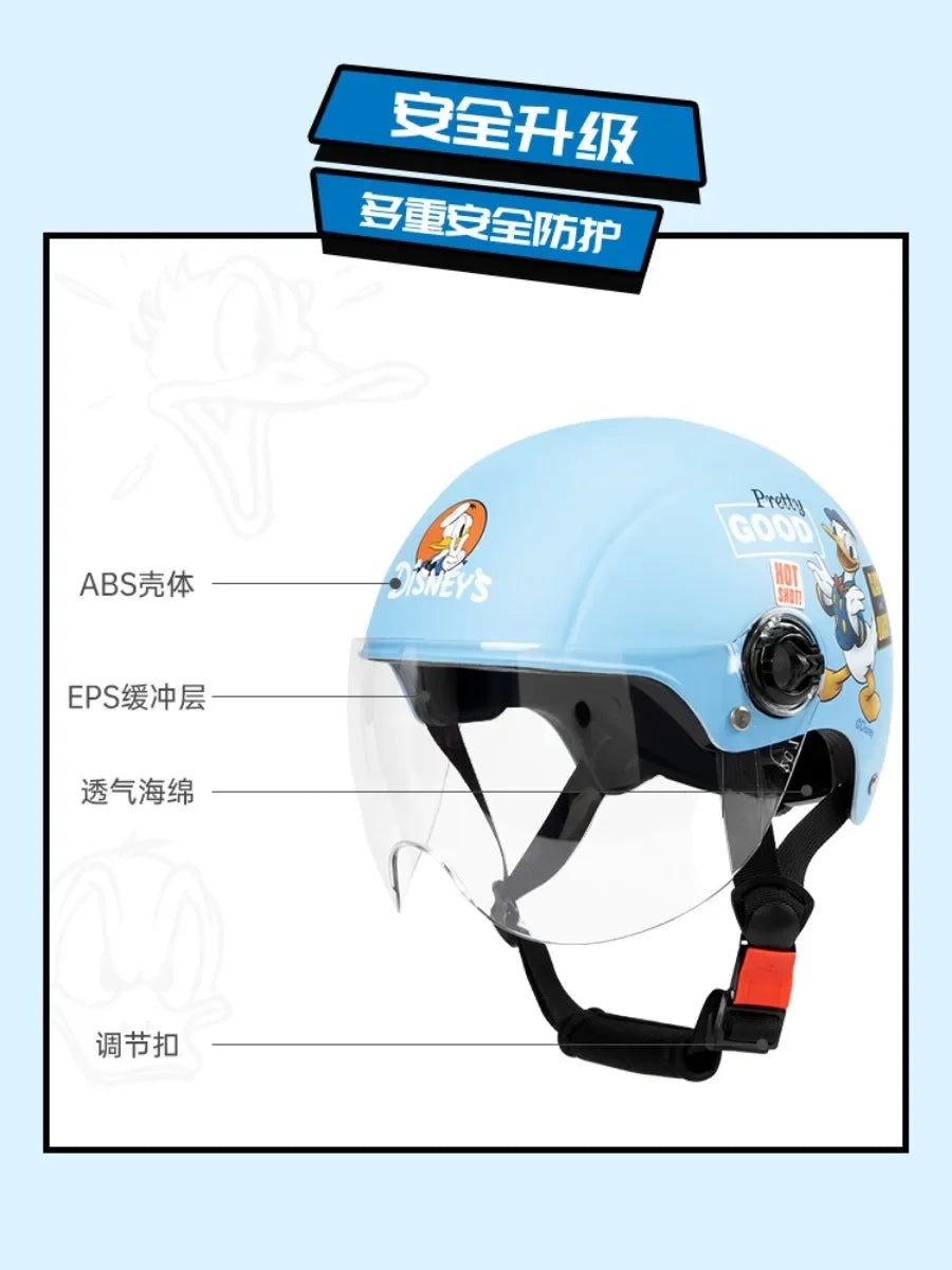 Summer Disney Donald Duck Motorcycle Super Light Open Face Helmet For Children Adult Helmet Safety Protective Helmet Gift Toy