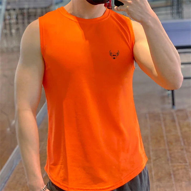 2022 NEW Men Sleeveless Sports Vest Summer Breathable quick-drying Gyms shir Male Bodybuilding Undershirt mesh Fitness Tank Tops