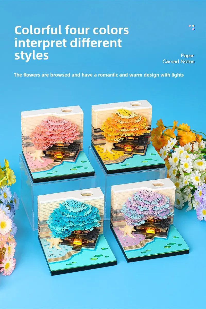 Treehouse 3D Desktop Calendar Sticky Notes Creative Crafts Souvenirs Paper Carvings Post-it Notes New Year Gifts Office Ornament