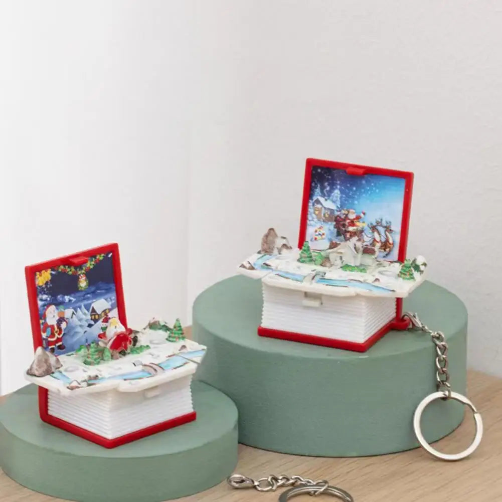 2Pcs Storypop Keychain Mini 3D Book Folding Toy Pop-Up Story Book Keyring Decoration Educational Stress Relief Toy for Kids