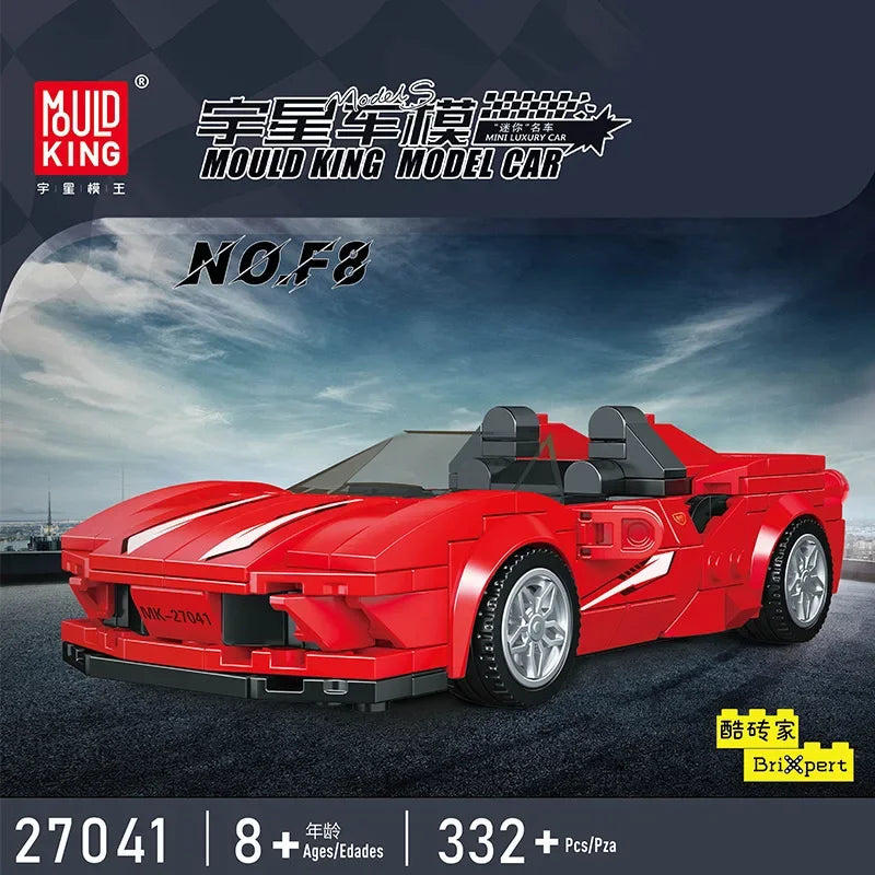 Yuxing-modelo mini-coche famoso, modelo de carreras deportivas, ocho cuadrículas, juguetes educativos para niños, bloques de construcción ensamblados