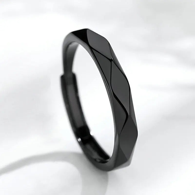 1 par de anillos de pareja de rombos blancos y negros, anillo abierto para mujeres y hombres, anillos de dedo ajustables, regalo de joyería de aniversario para amantes románticos