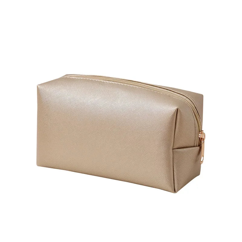 Small Makeup Bag PU Leather Travel Cosmetic Pouch Toiletry Bag for Women Portable Water-Resistant Personalized Embroidery