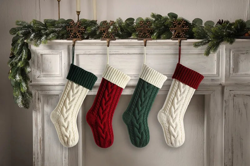 Medias navideñas grandes de 18 pulgadas, medias de compresión navideñas tejidas para niños, medias colgantes para regalar dulces, decoración navideña