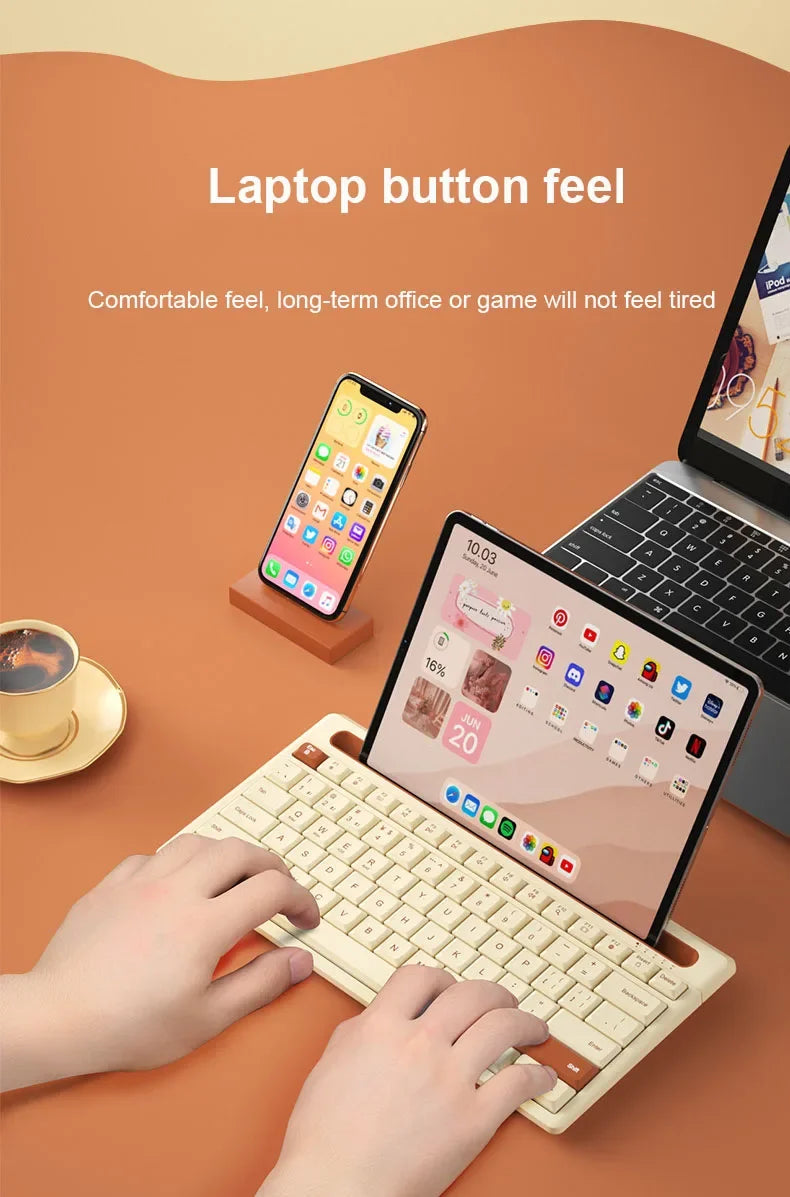 New Wireless Bluetooth Keyboard 87 Keys Three-mode Silent Mini Mute Keyboard For Notebook IPad Laptop Desktop Tablet Computer