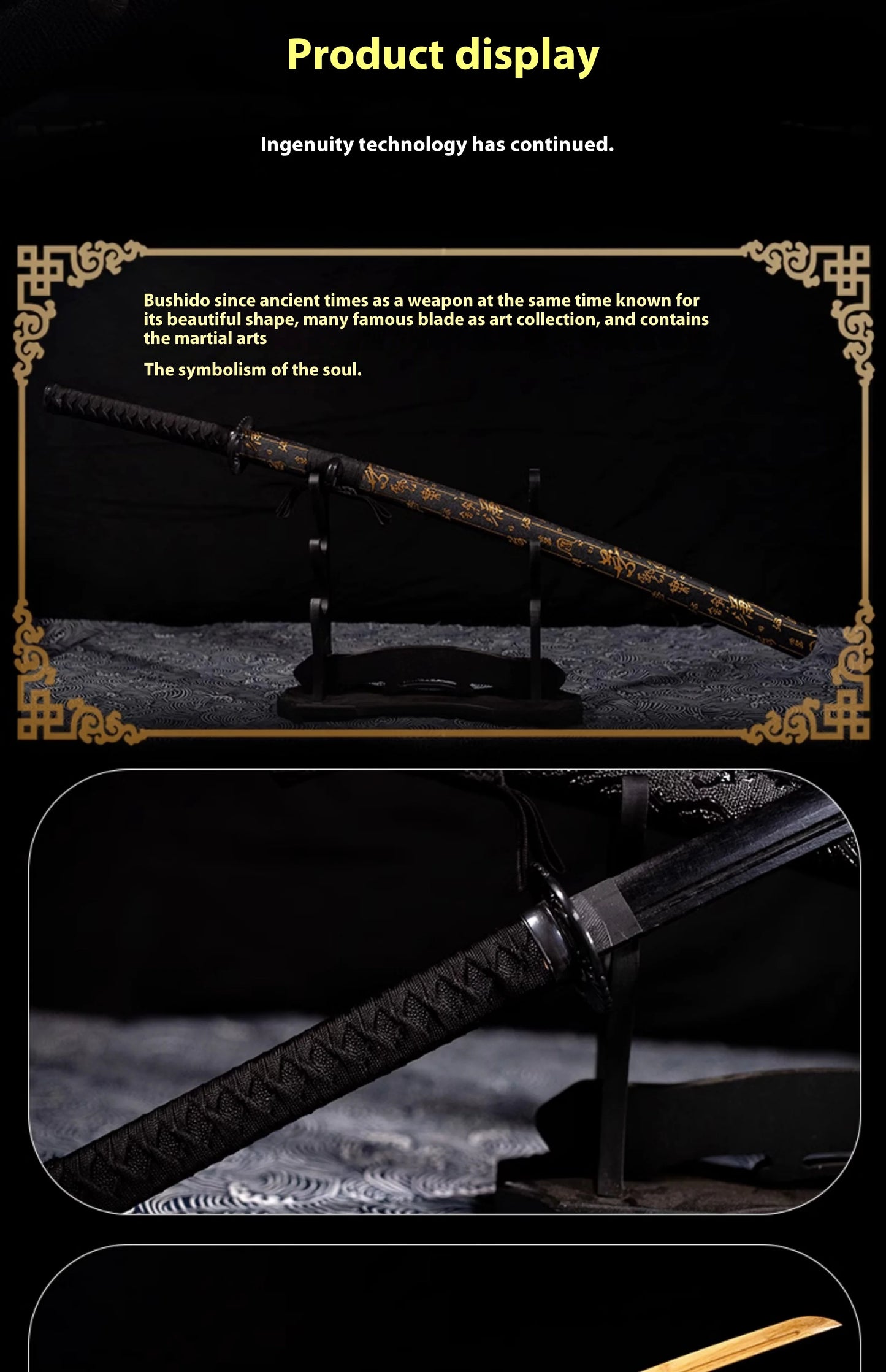 Tai Sword Katana Oriental Draw Sword with Sheath Tang Hengdao Wooden Sword Ancient Style Children's Toy Bamboo Wooden