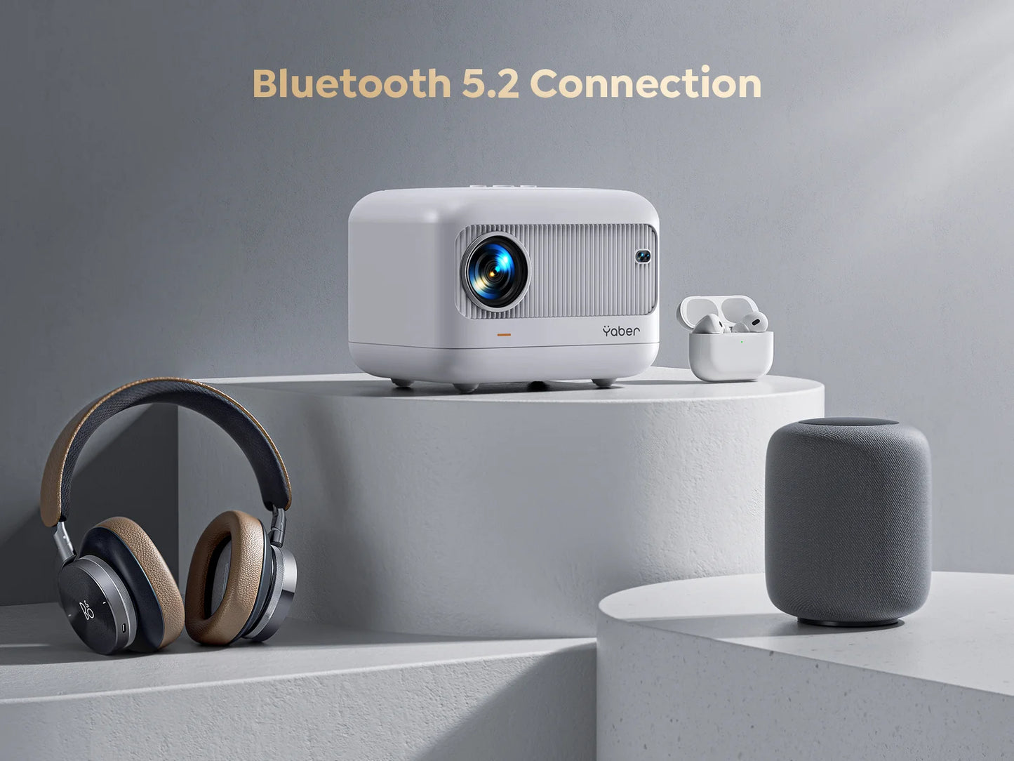 【Enfoque eléctrico】 Miniproyector Android, YABER L1 Proyector de video de 20000 lúmenes 5G WiFi Bluetooth, compatible con proyector portátil P