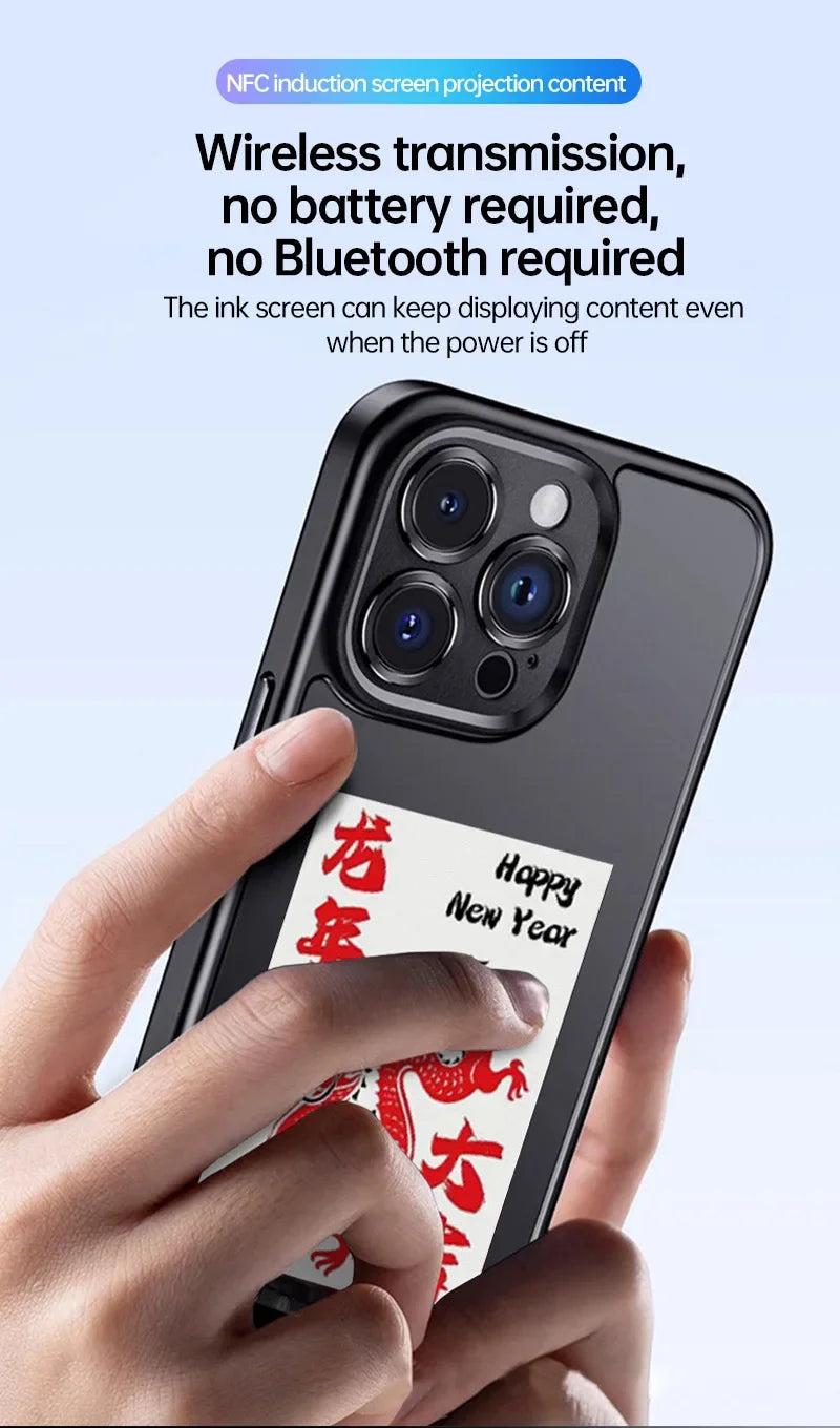 NFC Function Phone Case 3.7 Inches Screen Display Mob for IPhone 13 14 15 Wireless Transmission Screen Projection Phone Case